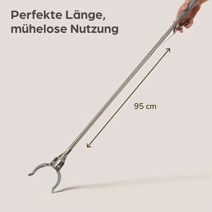 Praknu metal trash tongs - Stable and robust trash grabber 95cm - Ideal for home and garden - Ergonomic handle - No bending necessary