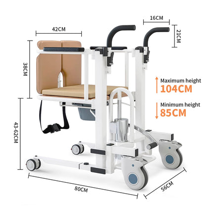 Patient lift for home, hydraulic transfer chair for elderly and sick people, 43-62cm lifting height, 180° split seat, easy transfer from beds, sofas and toilets
