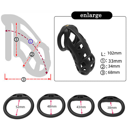 BDSMYOU 7.0 Cobra Penis Cage Chastity Cage, 3D Resin Chastity Cage for Men, with Super-Invisible Lock &amp; 4 Testicle Rings, Chastity Belt for Men, BDSM Toys Hard, Penis Cage Cock (7.0, XXL)