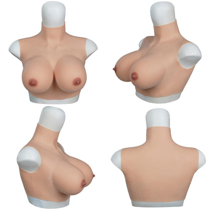 QIAOYIQIAO Silicone Fake Breasts BG Cup Realistic Breast Forms Silicone Breast Plate False Boobs for Cosplay Crossdresser Drag Queen (Cream, B Cup Silicone Filler)
