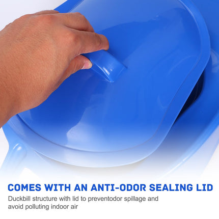 Bedpan with lid, bedpan, plastic patient pan, chamber pot, bed urinals for men, women, elderly people, blue