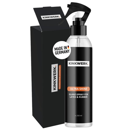 KINKWERK Ultra Shine 250ml | Shining Spray High-Gloss Latex Care &amp; Dressing Aid | Oil for Latex | Odorless Rubber Care with Pure Silicone Oil | Latex, Rubber Care for an Intensive Shine Effect
