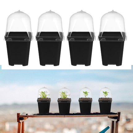 Mini Flower Pot Growing Pots With Dome: 10 Pieces Indoor Greenhouse Growing Set Dome Plants Plant Pots Windowsill Greenhouse Plastic Growing Trays Plant Pot for Plants