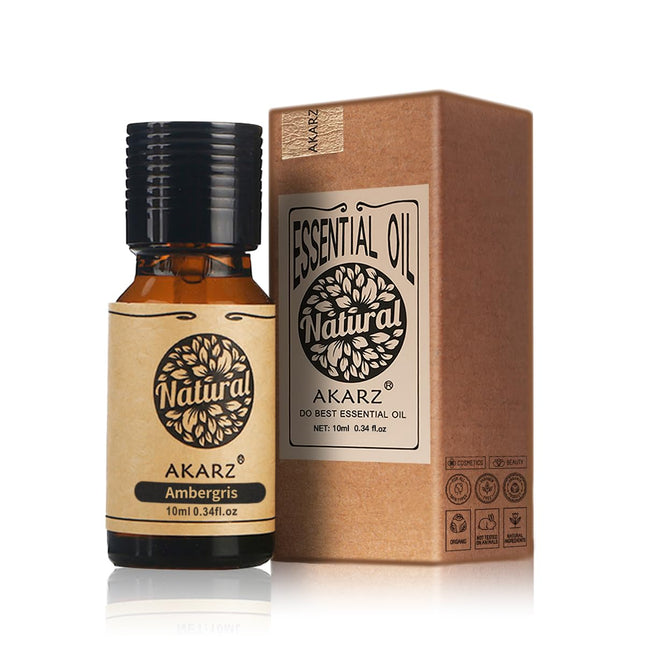 AKARZ Ambergris Essential Oil Natural Organic Ambergris Oil for Skin Body Hair Care, Diffuser, Candle, Soap, DIY, Massage Aroma 10ml
