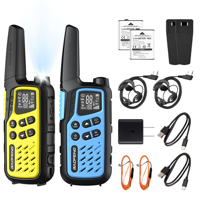 BAOFENG T25 PMR446 Radios License-Free 16 Channels CTCSS/DCS Dual Watch VOX Rechargeable Walkie Talkies with 1400mAh Battery for Adults and Kids for Adventure Hiking Cycling (2 PCS)