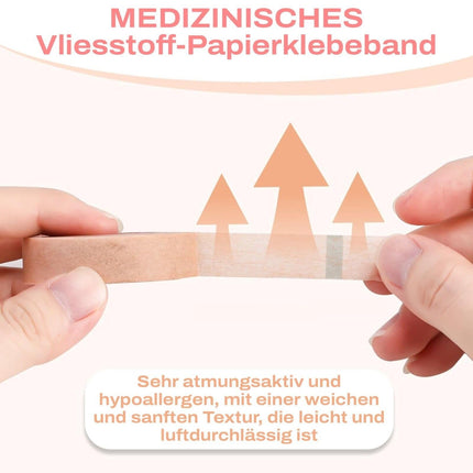 3M Micropore Tape Nonwoven Plaster Skin-Colored with Application Tips by P-Beauty - Medical Adhesive Tape Eyelash Extension, Skin Plaster Hypoallergenic, Breathable, Waterproof (1.25cm x 9.14m, 1 Roll)