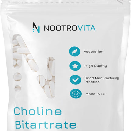 High Dose Choline - 700mg per Capsule - 180 Capsules | 6 Month Supply | *Liver Cleanse, Homocysteine ​​&amp; Lipid Metabolism (EFSA) | Vegan Choline Bitartrate | Nootrovita
