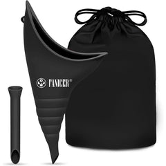 Urinella for Women, Peeing Aid for Women with 1 Urine Funnel, Portable Reusable Urinal for Women. Ideal for outdoor activities, camping toilets, festivals, and on the go. (Black)