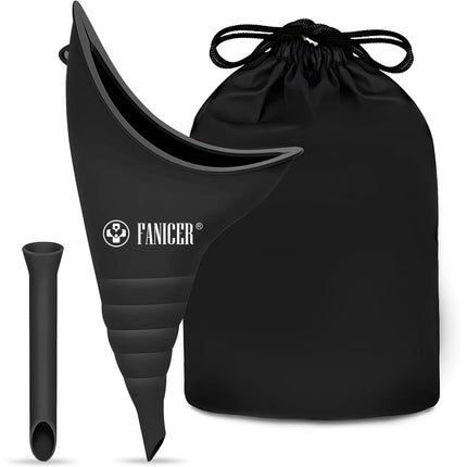 Urinella for Women, Peeing Aid for Women with 1 Urine Funnel, Portable Reusable Urinal for Women. Ideal for outdoor activities, camping toilets, festivals, and on the go. (Black)