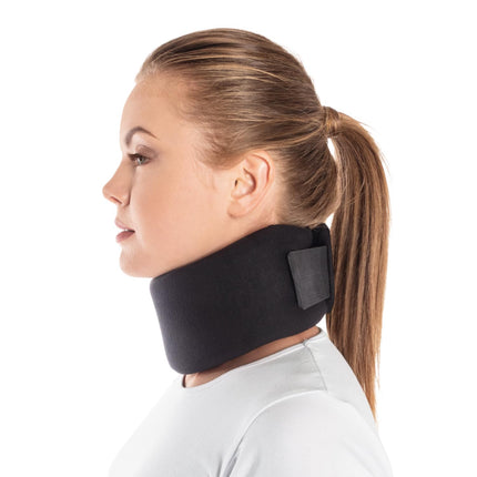 TOROS-GROUP Neck Brace Neck Support Recovery Neck Collar Cervical Support - Adjustable - Soft, 100% Cotton Fabric - Relieves Spine, Muscle, Joint Pressure MEDIUM Black Height 10 cm
