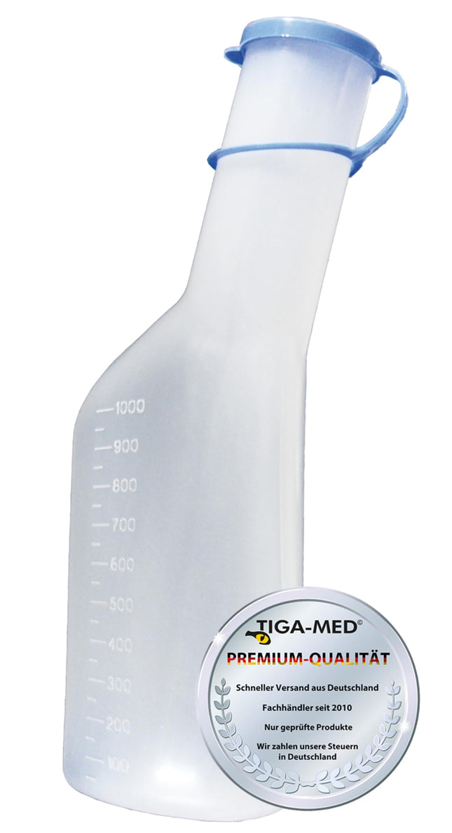 Urine bottle 1000 ml / 1 liter for men | Urine bottles | Urinal with lid, original Tiga-Med quality | 1 piece