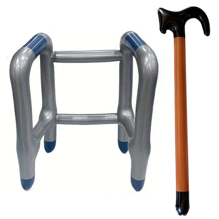 Inflatable rollator, inflatable walking stick, inflatable walking stick, inflatable walking aid the perfect set for your costume as grandma or grandpa for carnival or as a gag for birthday