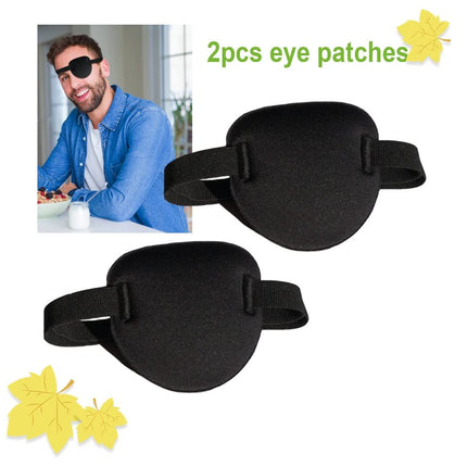 RIKEYO 2-Pack Black Medical Eye Patches for Adults and Children, 3D Adjustable Eye Patch for Right or Left Eye, Pirate Costume Eye Patch