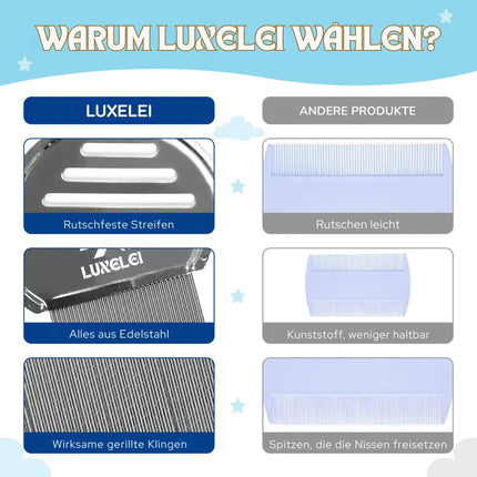 LUXELEI Lice Comb Professional For Lice and Nits Recommended by Pediatricians - Lice Remedy for Children - Nits Comb - Comb for Removing Nits and Lice - Comb for Lice