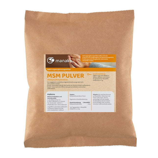 manako MSM (Methylsulfonylmethane) crystalline powder, premium quality, 99.9% pure, 1000 g bag