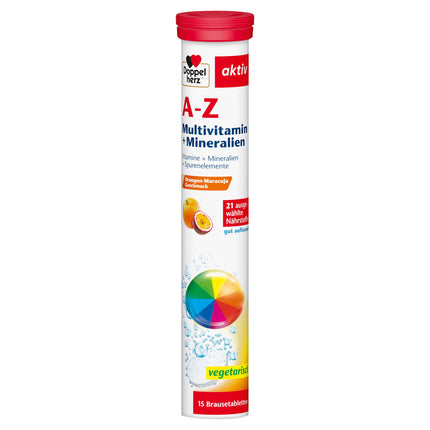 Doppelherz AZ Multivitamin + Minerals - 21 selected nutrients to support health and well-being - 15 effervescent tablets