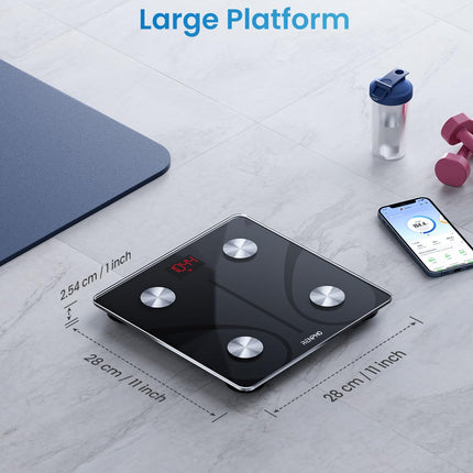 RENPHO Personal Scales, Body Fat Scales with App, 180 kg/400 lbs, Digital Bluetooth Body Analysis Scales for Body Fat, BMI, Muscle Mass, Protein, BMR, Black