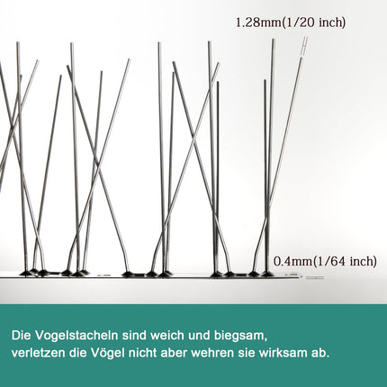 OFFO pigeon repellent stainless steel bird repellent, pigeon repellent spikes bird scarer and bird protection for balcony roof garden or privacy screen spikes against 78cm