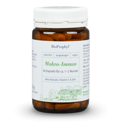 BioProphyl® Macro-Immune - 500 mg Beta Glucan Yestimun® with Vitamin C and Zinc to Support the Immune System - 60 Capsules for 1-2 Months