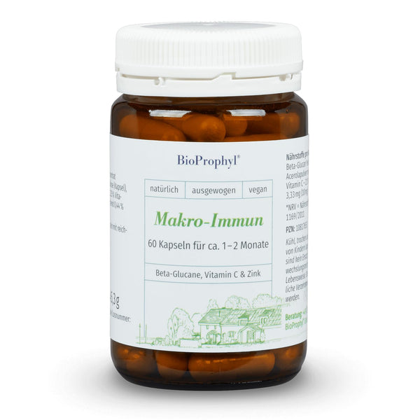BioProphyl® Macro-Immune - 500 mg Beta Glucan Yestimun® with Vitamin C and Zinc to Support the Immune System - 60 Capsules for 1-2 Months