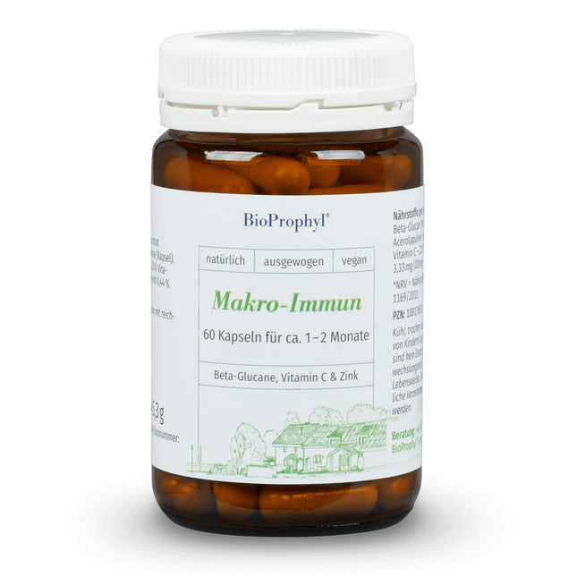 BioProphyl® Macro-Immune - 500 mg Beta Glucan Yestimun® with Vitamin C and Zinc to Support the Immune System - 60 Capsules for 1-2 Months