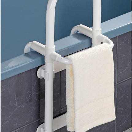 WENKO Secura Bathtub Entry Aid, Load Capacity up to 150 kg, Durable Aluminium/Plastic, 23 x 52 x 22.5-39 cm, White