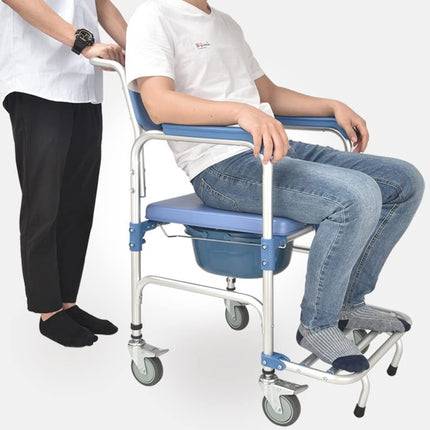 Toilet chair with wheels Shower chair with toilet for seniors Mobile toilet wheelchair with armrests Backrest and toilet bucket up to 150kg Shower chair with wheels for disabled people