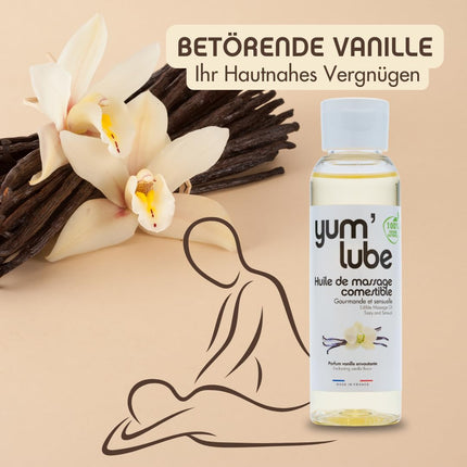 Yum'Lube | Sex &amp; erotic massage oil for massage &amp; intimate | Body oil with vanilla | Massage oil intimate suitable as sex oil | Massage oil for intimate areas &amp; massage oil sex intimate area