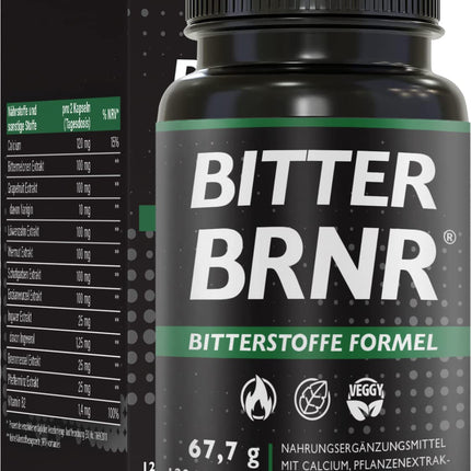 BRNR BITTER BRNR Bitter Formula and Metabolism Complex with Vitamin B2, Digestive Enzymes with Calcium, Alternative to Bitter Drops, 120 Capsules