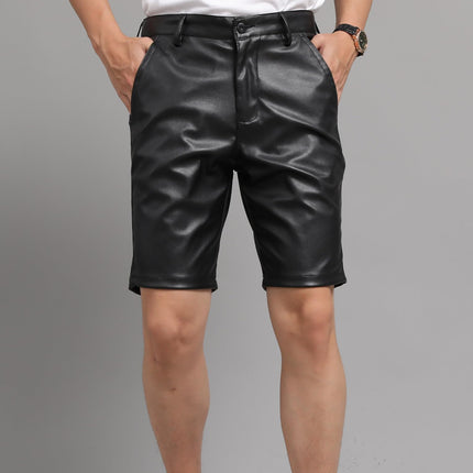 Leather Shorts Men's Shorts Men's Faux Leather Glittering Faux Leather Leather Shorts Leggings Costume Underwear Wetlook Patent Pants