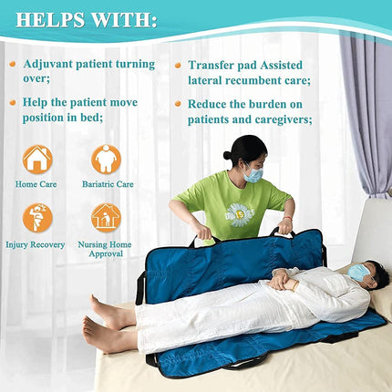 Rotating Movable Bed Position Pads, Sliding Sheet for Elderly Bedridden Patient Sliding Sheet with Handles for Incontinence, Bariatric, Elderly - Reusable