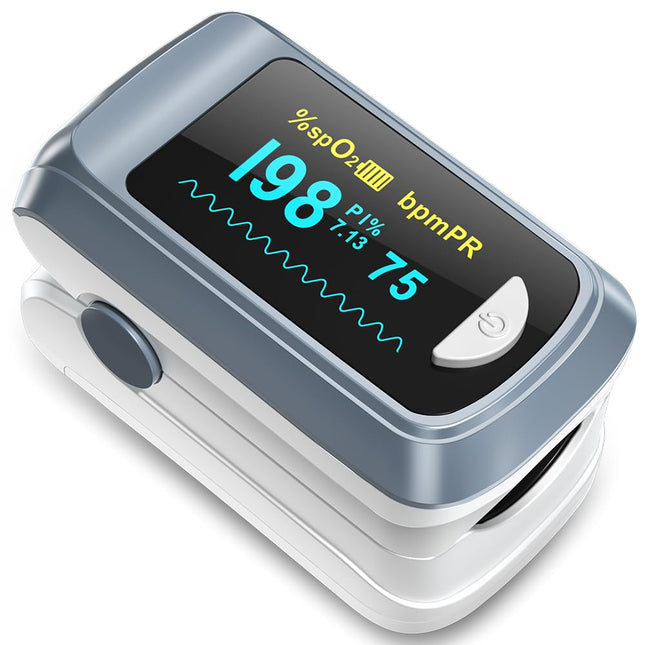 Blood oxygen saturation monitor, heart rate monitor and fast Spo2 oxygen meter with LED screen, batteries included