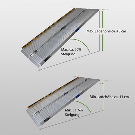 TRUTZHOLM wheelchair ramp foldable 213 cm load capacity 272 kg aluminum grey ribbed access ramp