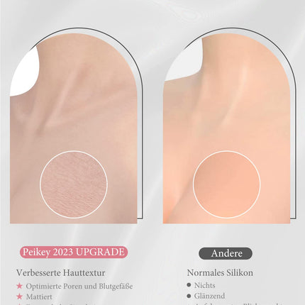 Peikey Silicone Breasts, [Improved Silicone with Fleece Lining] More Natural Skin Surface, Artificial Breasts with Suitable Bra, White Skin Tone-High Quality Filler, C Cup