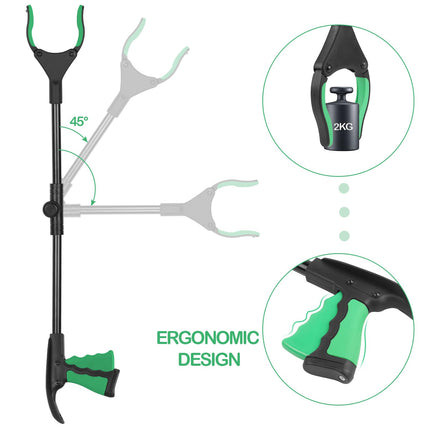 Grabber for Seniors, Apritsce Foldable Grabber, 81 cm Long Rotatable Garbage Tongs with Magnet and Shoehorn, Grabber Arm for Garbage Collection (Green)