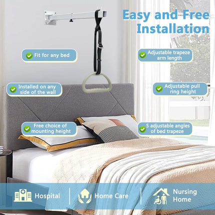 Trapeze bar for bed mobility aids bedside table pull-up bar bed lift for elderly people seniors tube handle medical trapeze for hospital bed bar transfer rail standing aid handicap