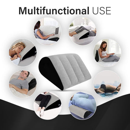 Prosixtoy Portable Wedge Pillow Inflatable Pillow - Body Positioner Bed Wedges, Lightweight Wedge Pillow Lumbar Pillow for Sleeping, Leg Raiser, Bed, Travel, Camping Backrest Reading Pillow (Gray)