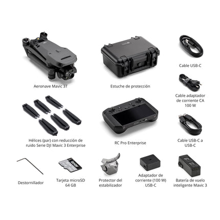 DJI Mavic 3T Worry-Free Basic Combo - Camera drone with 640×512 thermal imaging camera, 1/2″ CMOS wide-angle camera, 56x hybrid zoom, 39 min flight time, centimeter-precise positioning, C2