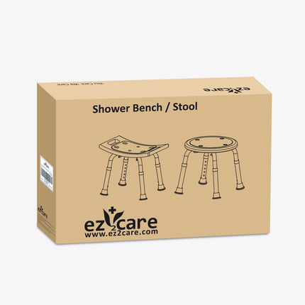 Ez2care Shower Stool, Height-Adjustable Shower Chair for Seniors, Non-Slip Bath Stool, Safe Aluminum Shower Seat, Lightweight Shower Aid for Bathtubs, 136KG Load Capacity