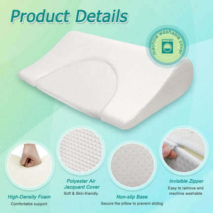 Mybow Decubitus Wedge Pillow for Bedsores, Positioning Wedges, Medical Pillows for Side Sleeping, Pressure Ulcers, Inclined Foam Wedge for Post-Surgery, Bedridden Elderly (White)