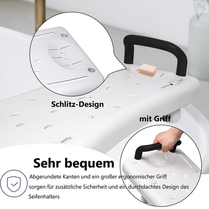 LARS360 Bathtub Board Bathtub Seat Seniors Adults Adjustable Bathtub Board for Sitting Board for Bathtub Seat Board Chair for Bathroom Max 150 kg with Handle, LARS-(HAG1336B), White