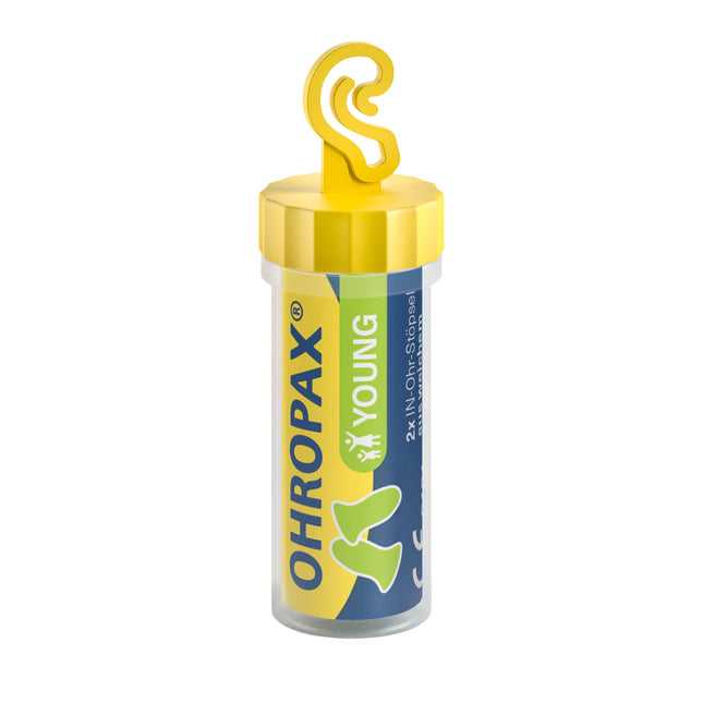 OHROPAX Young earplugs – for ears with smaller ear canals – soft foam in-ear plugs – sound insulation value SNR 35 dB – ideal for rest, concentration, and leisure – 2 pieces
