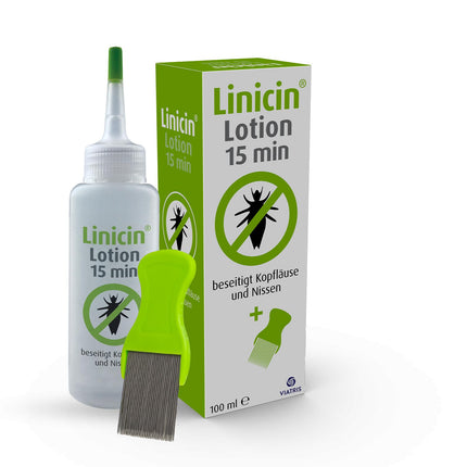Linicin Lotion with Lice Comb (100 ml) - Lice remedy for the treatment of head lice, including lice comb | Gentle on the scalp