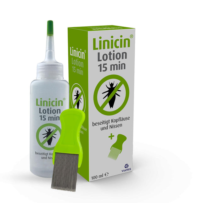 Linicin Lotion with Lice Comb (100 ml) - Lice remedy for the treatment of head lice, including lice comb | Gentle on the scalp