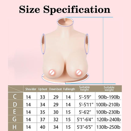 Zilasegy Silicone Breast Forms Fake Breasts G Cup Silicone Breast Plate Silicone Breast Forms for Crossdresser Transgender Mastectomy Cosplay Drag Queen