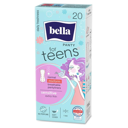 bella for Teens first period box with panty liners (3x20 pieces) and Ultra sanitary pads (3x10 pieces)