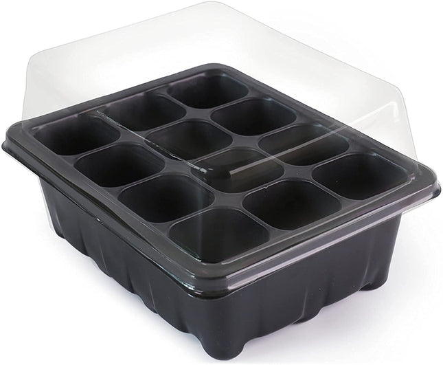 ANCLLO Indoor Greenhouse Propagator, 5 Pack 60 Cells Mini Greenhouse Propagation Set Seedling Starter Trays Greenhouse Propagation Tray with Domes and Base for Starting Seeds