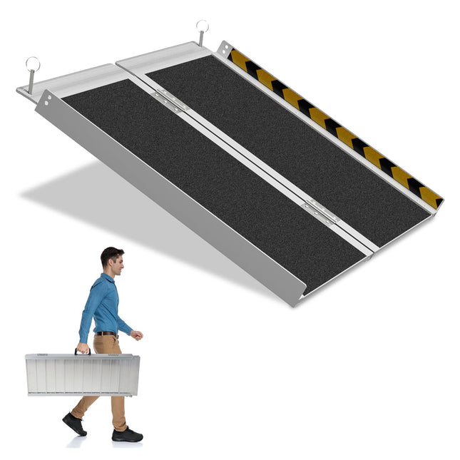 Herrselsam 91x73cm wheelchair ramp load capacity up to 270KG wheelchair ramp with non-slip surface portable wheelchair ramp wheelchair folding ramp for home steps stairs door opening