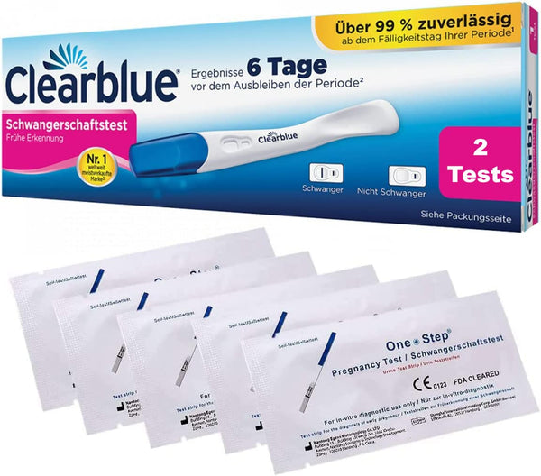 Clearblue Early Detection Pregnancy Test 10 miu/ml 2 pack + 5 Pregnancy Tests 25 miu/ml