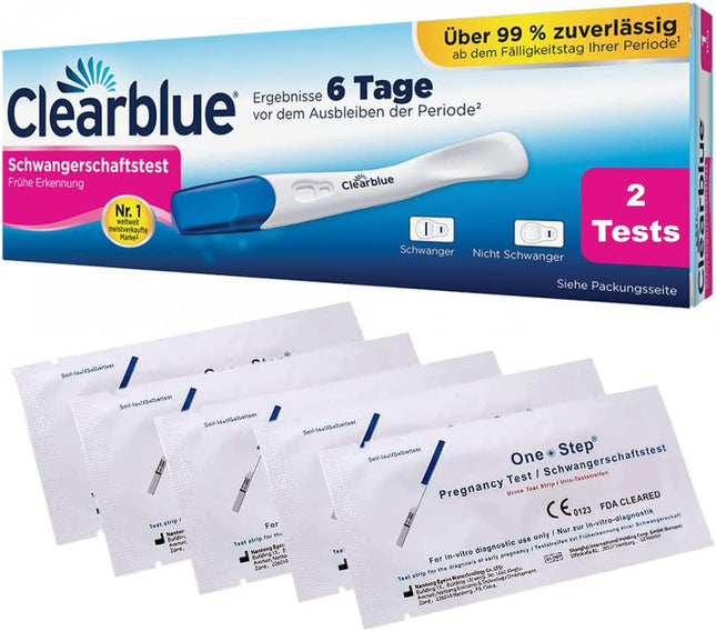 Clearblue Early Detection Pregnancy Test 10 miu/ml 2 pack + 5 Pregnancy Tests 25 miu/ml